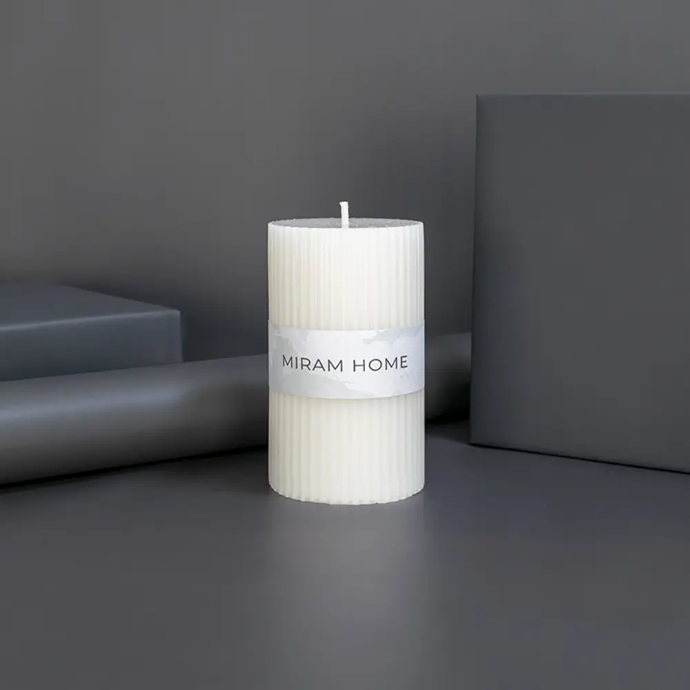 Дизайнерская свеча-столбик Ribbed белая 10 см Santreyd 89370278 STLM-0818472