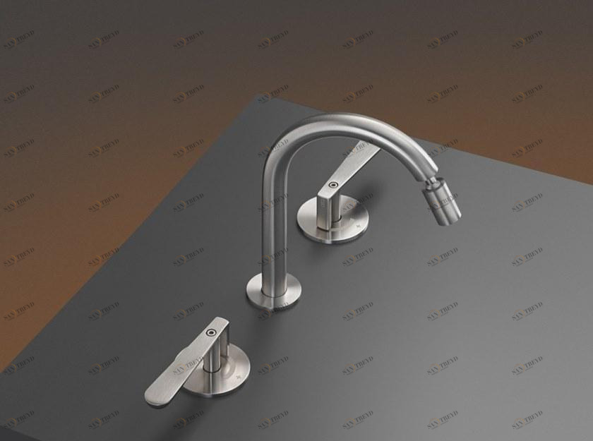 Ceadesign Смеситель для умывальника из нержавеющей стали с 3 отверстиями и регулируемым изливом Lutezia Ltz 12