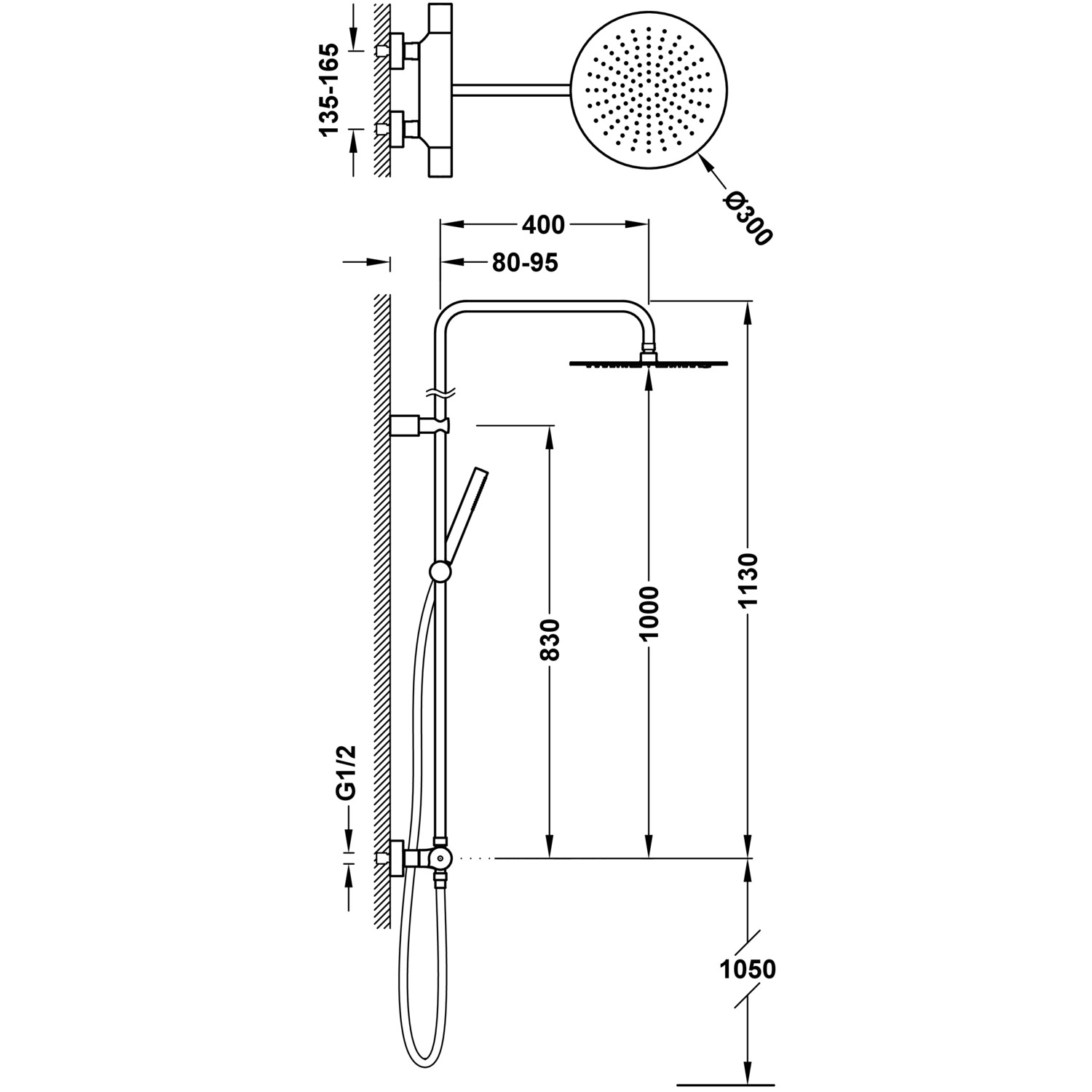 Двухходовой настенный термостатический смеситель для душа TRESMOSTATIC-26238701 TRES Thermostatic - Вид №1
