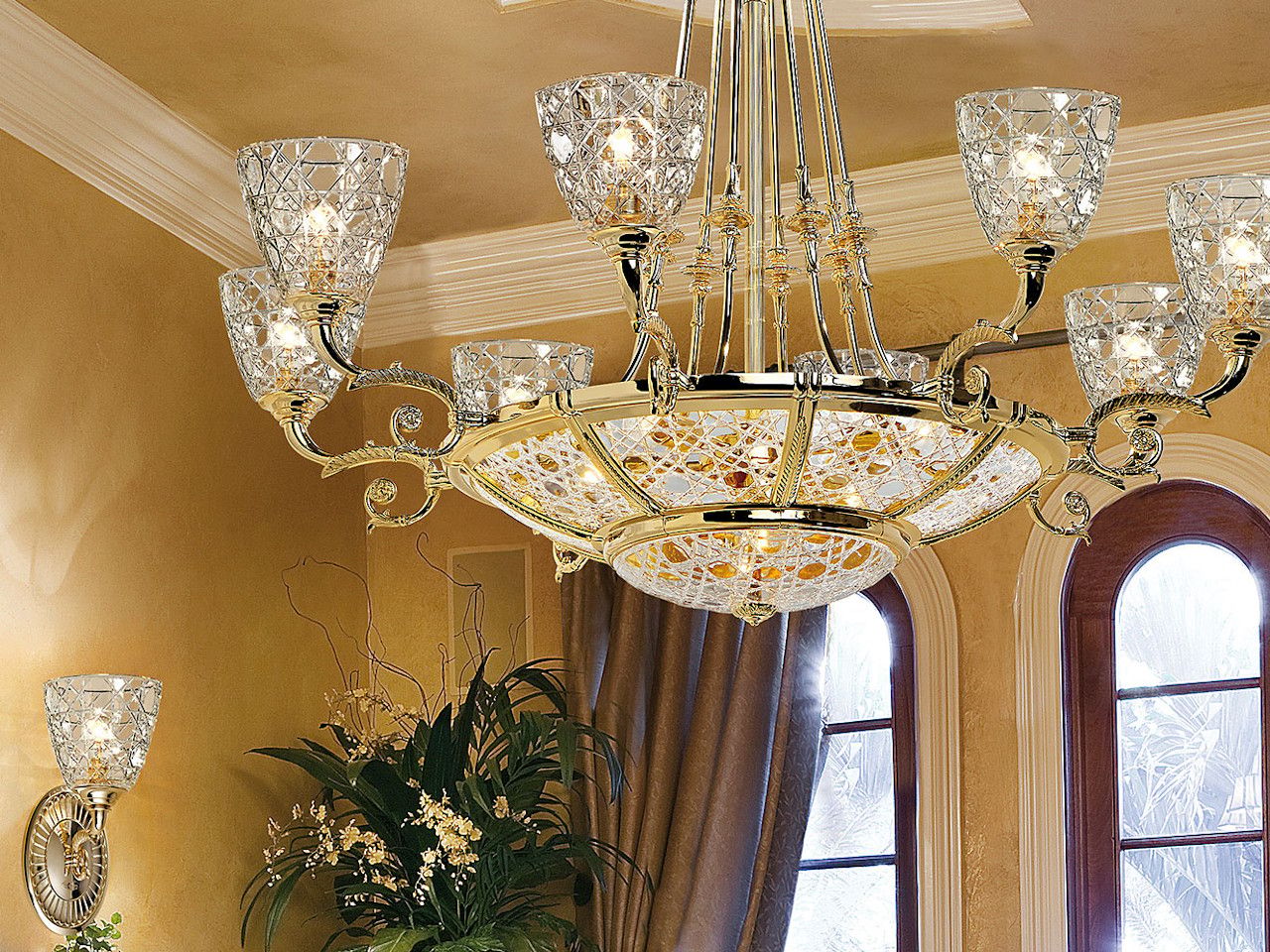 Золотая люстра с кристаллами Possoni Illuminazione Raffaello ARCH-00118011 - Вид №1