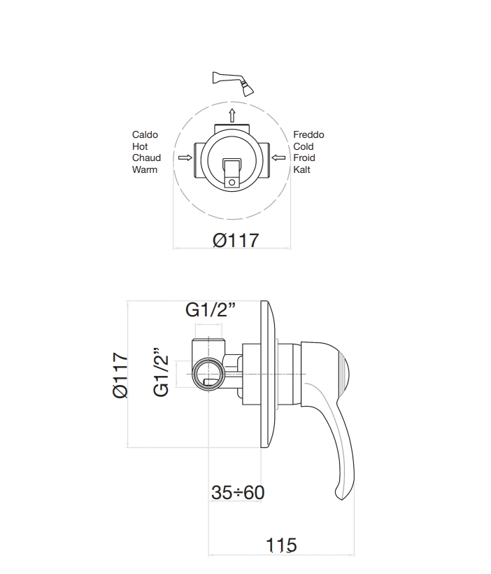 47OO5130 Смеситель для душа , золото Fiore JAFAR  - Вид №2