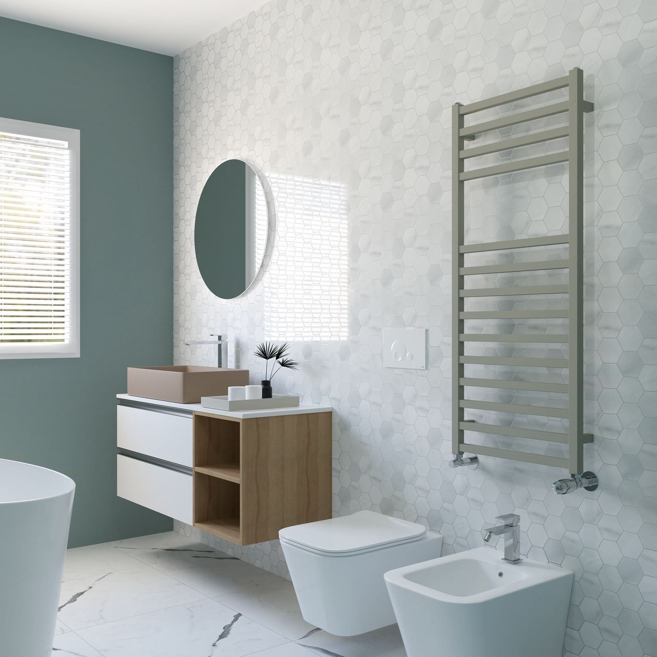 Настенный стальной полотенцесушитель с горячей водой Ercos Square ARCH-00113034 - Вид №4