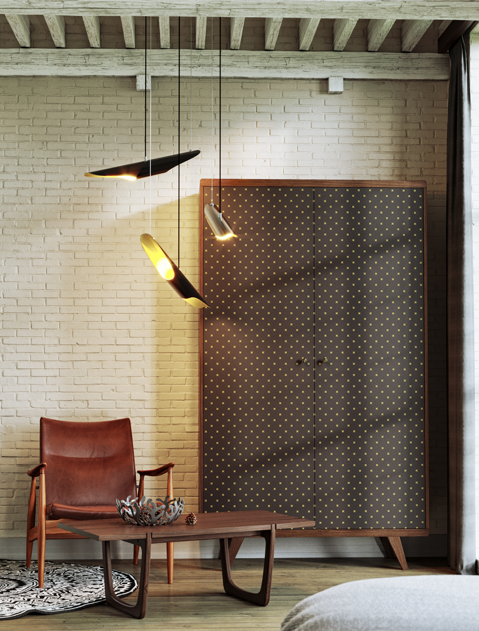 Шкаф распашной двухдверный черный дуб с принтом Thimon THE IDEA  210332 Синий  - Вид №2