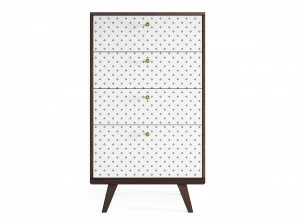 Комод высокий белый с 4 ящиками и рисунком "Принт 047" THE IDEA КОМОДЫ THIMON 209985 Белый;коричневый