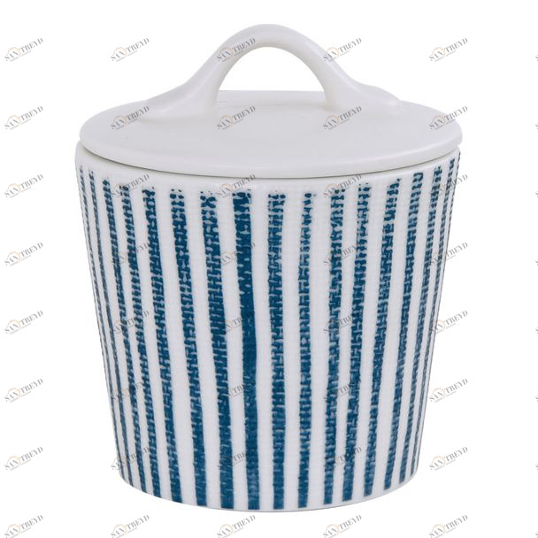 Сахарница фарфоровый белый с синими полосками "Бриз" EASY LIFE БРИЗ 00-3947049 Белый;синий