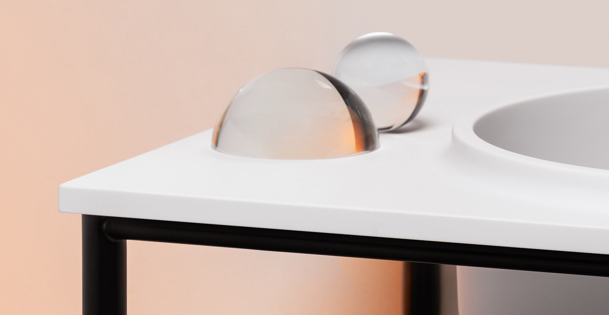 Консоль с овальной раковиной, интегрированной в Cristalplant® Biobase Zucchetti Rise ARCH-00092443 - Вид №2