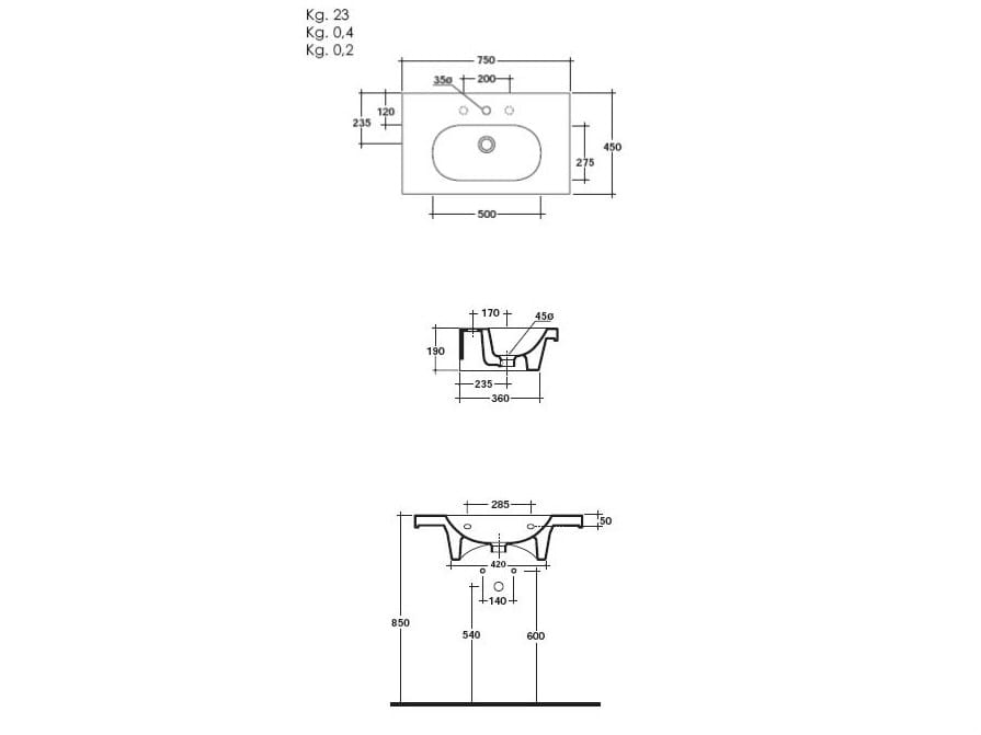Керамическая подвесная раковина Galassia EDEN ARCH-00121111 - Вид №2