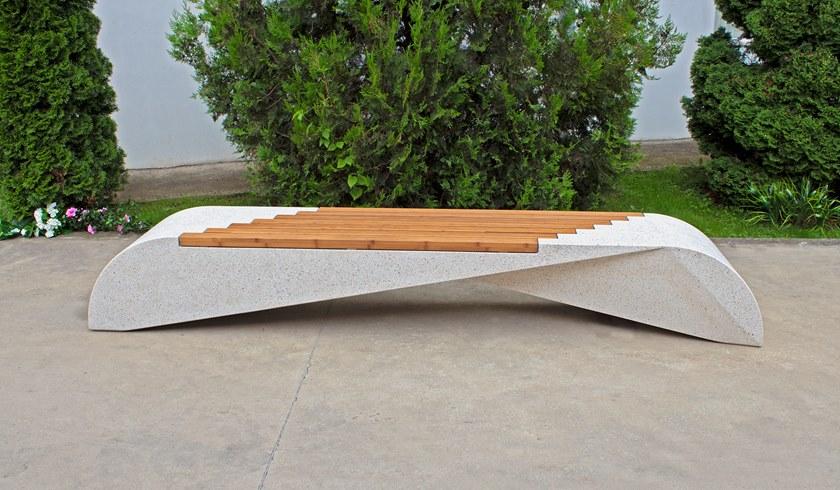 ENCHO ENCHEV - ETE Скамейка из бетона и бамбука без спинки  232  - Вид №2
