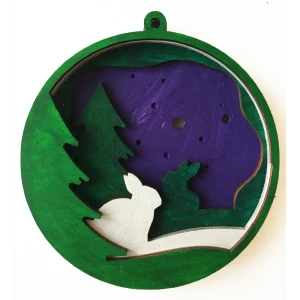 Набор для творчества Елочная игрушка Зайчики 10x10 см дерево