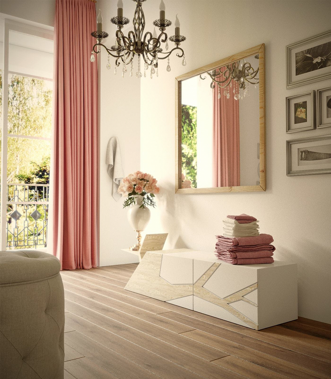 Тумба под телевизор дизайнерская орех, бежевая эмаль "Лория" от Odingeniy ODINGENIY  178291 Бежевый;коричневый  - Вид №10