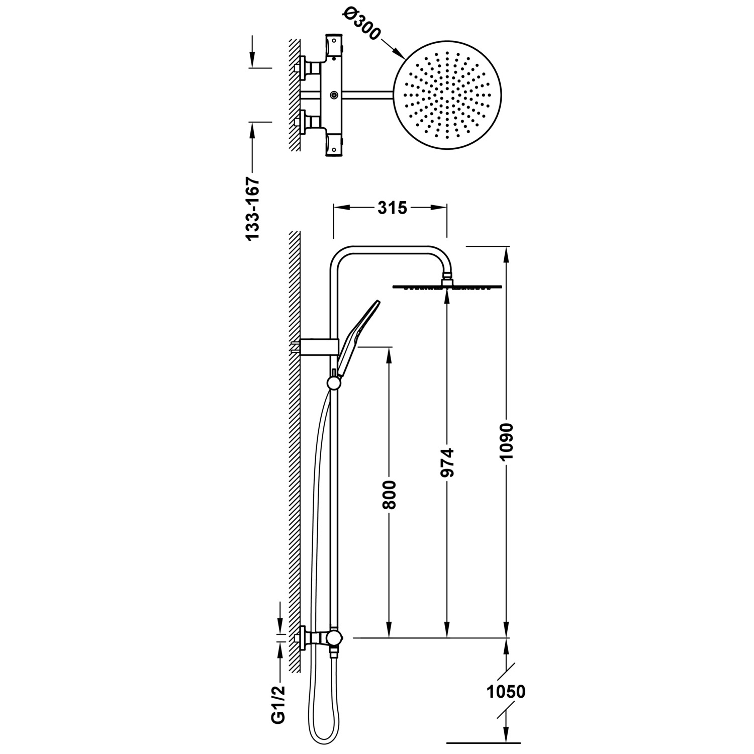НАСТЕННЫЙ 2-полосный настенный термостатический смеситель для душа-19039314 TRES Thermostatic - Вид №1