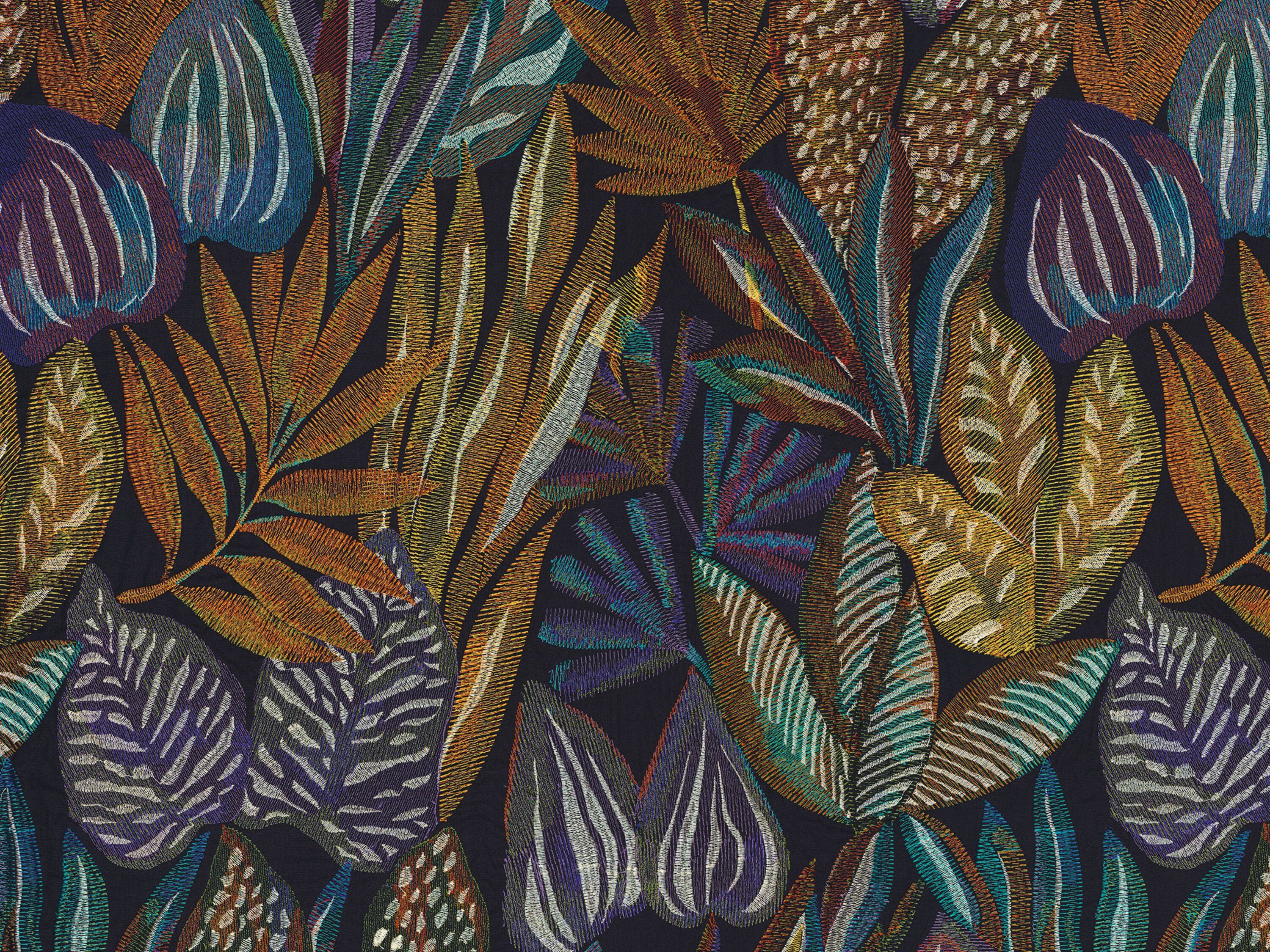 Хлопковая вышитая ткань с цветочным рисунком Casamance Machaya ARCH-00073879