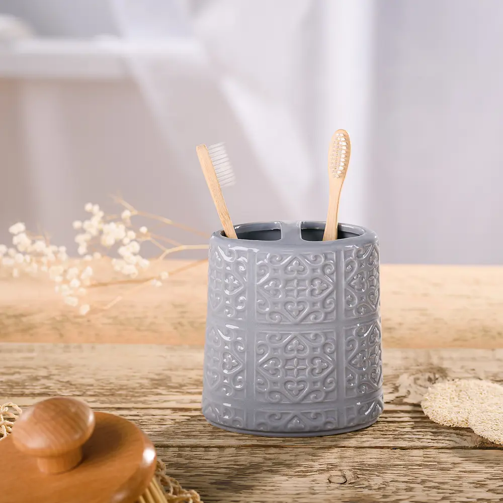 Стакан для зубных щёток Grey с разделителем VERRAN STLM-2008647 - Вид №8