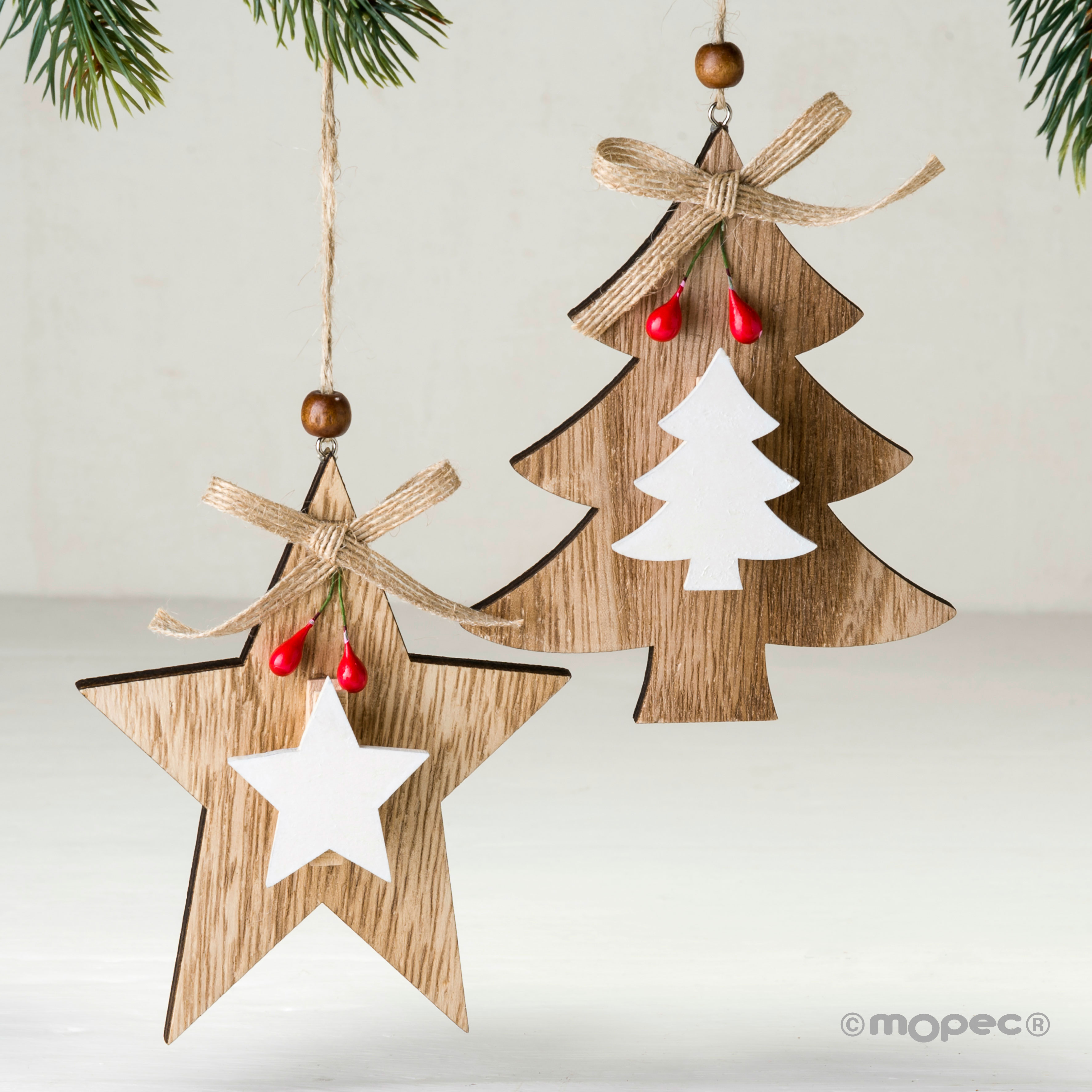 Упаковка из 4 деревянных кулонов с звездой из дерева Dekoraniaevents Navidad sun-id-1994636