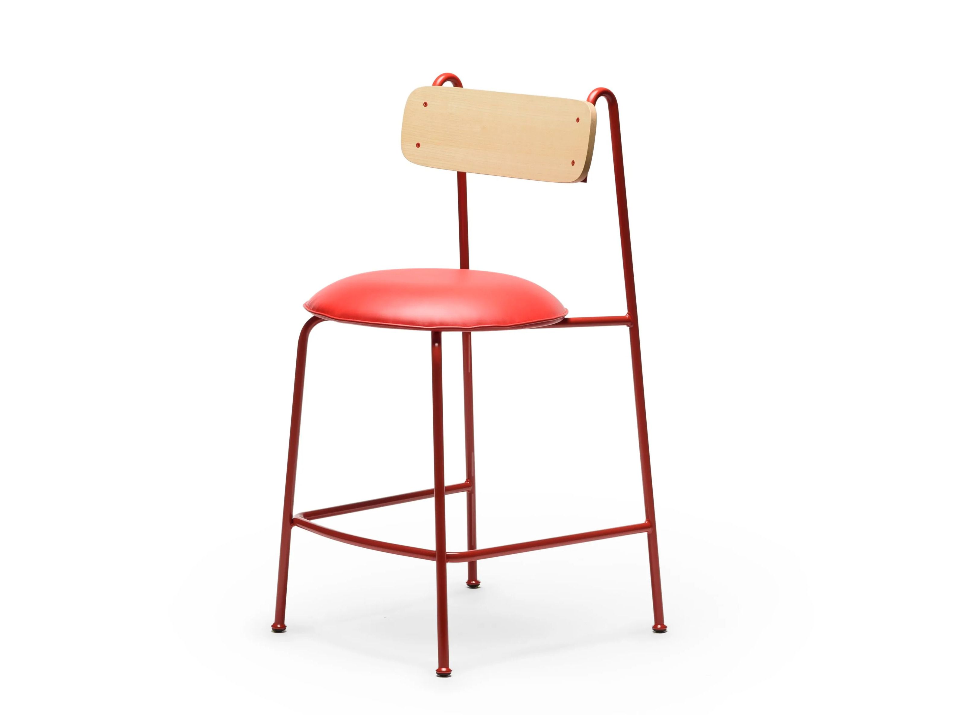 Окрашенный металлический табурет со встроенной подушкой из искусственной кожи и спинкой CHAIRS & MORE Lena ARCH-00048550 - Вид №3