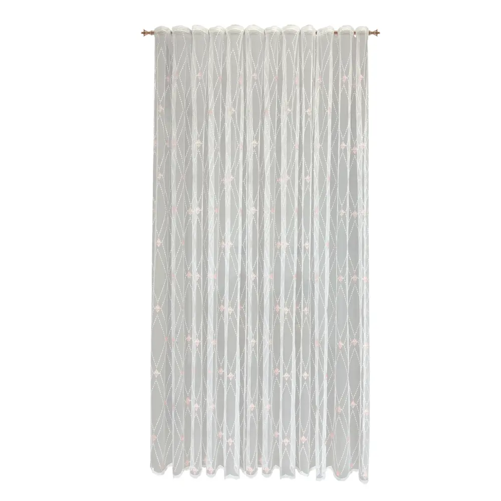 Тюль на ленте Сиена 250x260 см цвет бело-розовый MIAMOZA STLM-2177488