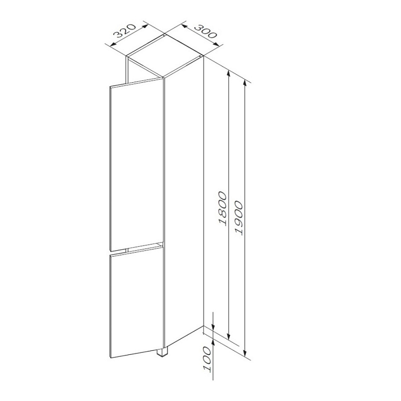 M91CSR0306OF шкаф-колонна напольный правый 30 см светлый дуб AM.PM Gem S  - Вид №4