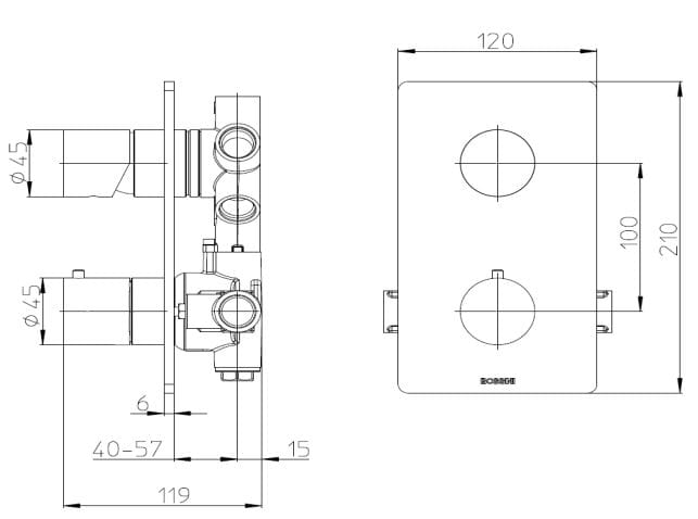 Термостатический смеситель для душа из нержавеющей стали Bossini NOBU-Inox AISI 316L ARCH-00066294 - Вид №2