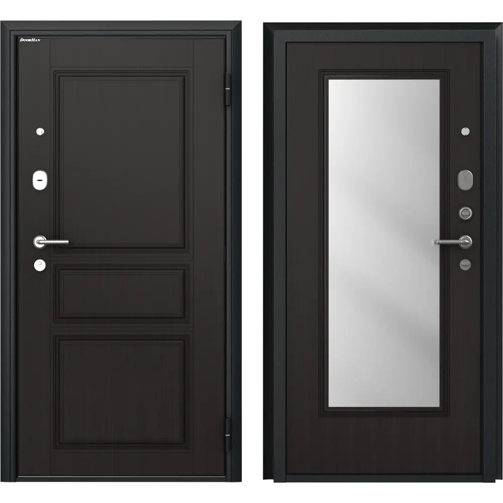 Дверь входная металлическая Премиум New 88x205 см правая венге с зеркалом DOORHAN STLM-2183807