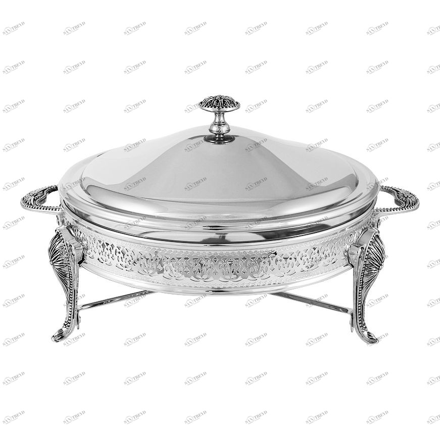 Блюдо стальное круглое с подогревом серебряное "Британи" REGENT БРИТАНИ 00-3946389 Серебро 