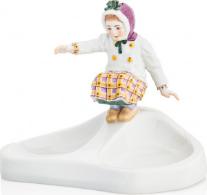 10545075 Meissen Мелочница 13,5см "Девочка, катящаяся с горки" (Альфред Кёниг, 1905-1910г.) Фарфор