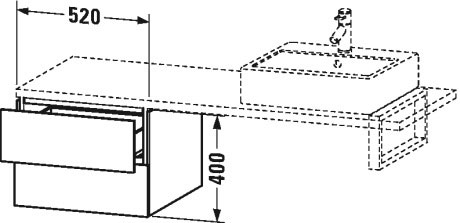 LC583704343 Шкафчик для консоли L-Cube #LC5837 520 x 547 мм Базальт матовый, декор Duravit - Вид №1