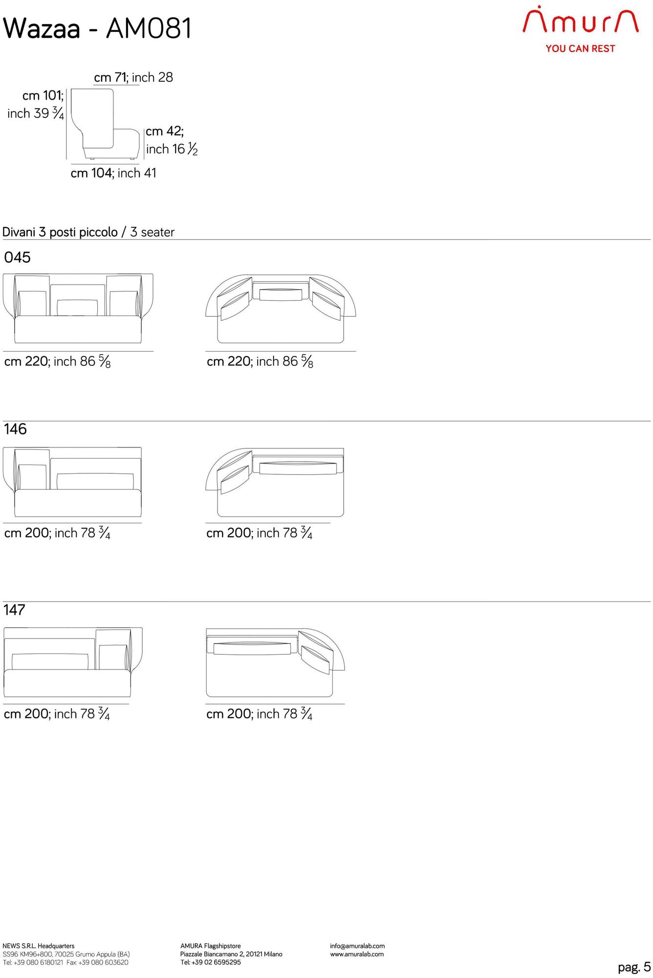 AMURA 2-х местный диван с высокой спинкой Wazaa Am081.020 - Вид №9