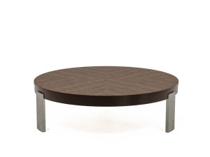 Деревянный низкий круглый журнальный столик