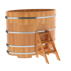 1552 Купель овальная из сращенных ламелей лиственницы 1,15х1,83х1,4 натуральная Alyarus