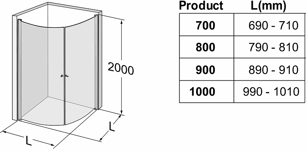 500.908.00.5 IDO Showerama 10-4 душевая стенка для круглого углового душа, IDO Showerama 10-4, матовые профили / прозрачное стекло, 900x700 мм  - Вид №3