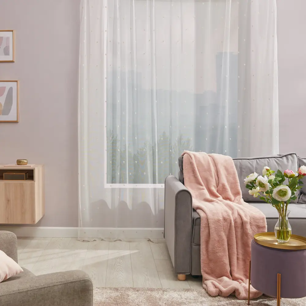 Тюль на ленте Лали 250x260 см цвет бело-кремовый MIAMOZA STLM-2193260