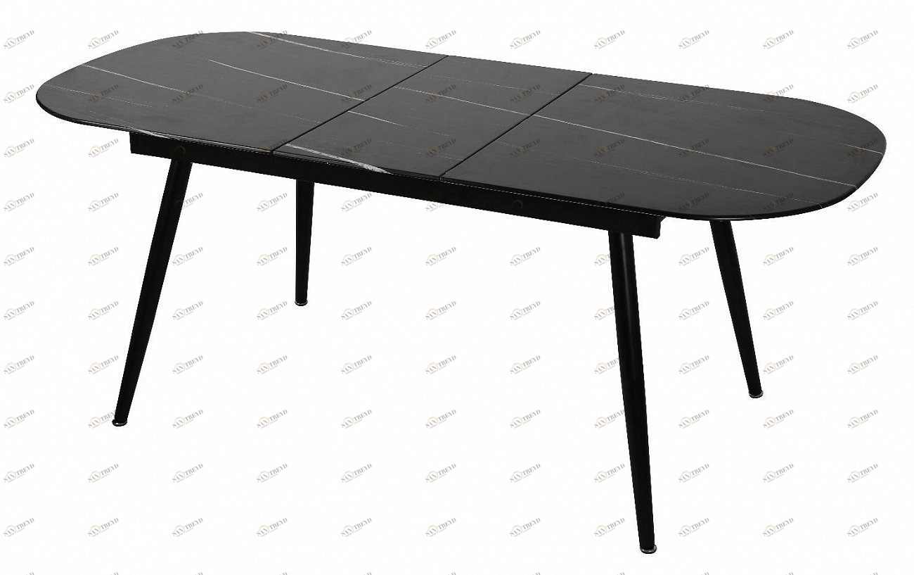 Обеденный стол раздвижной овальный 160-200 см черный мрамор Marble BRADEX HOME  00-3974018 Черный 