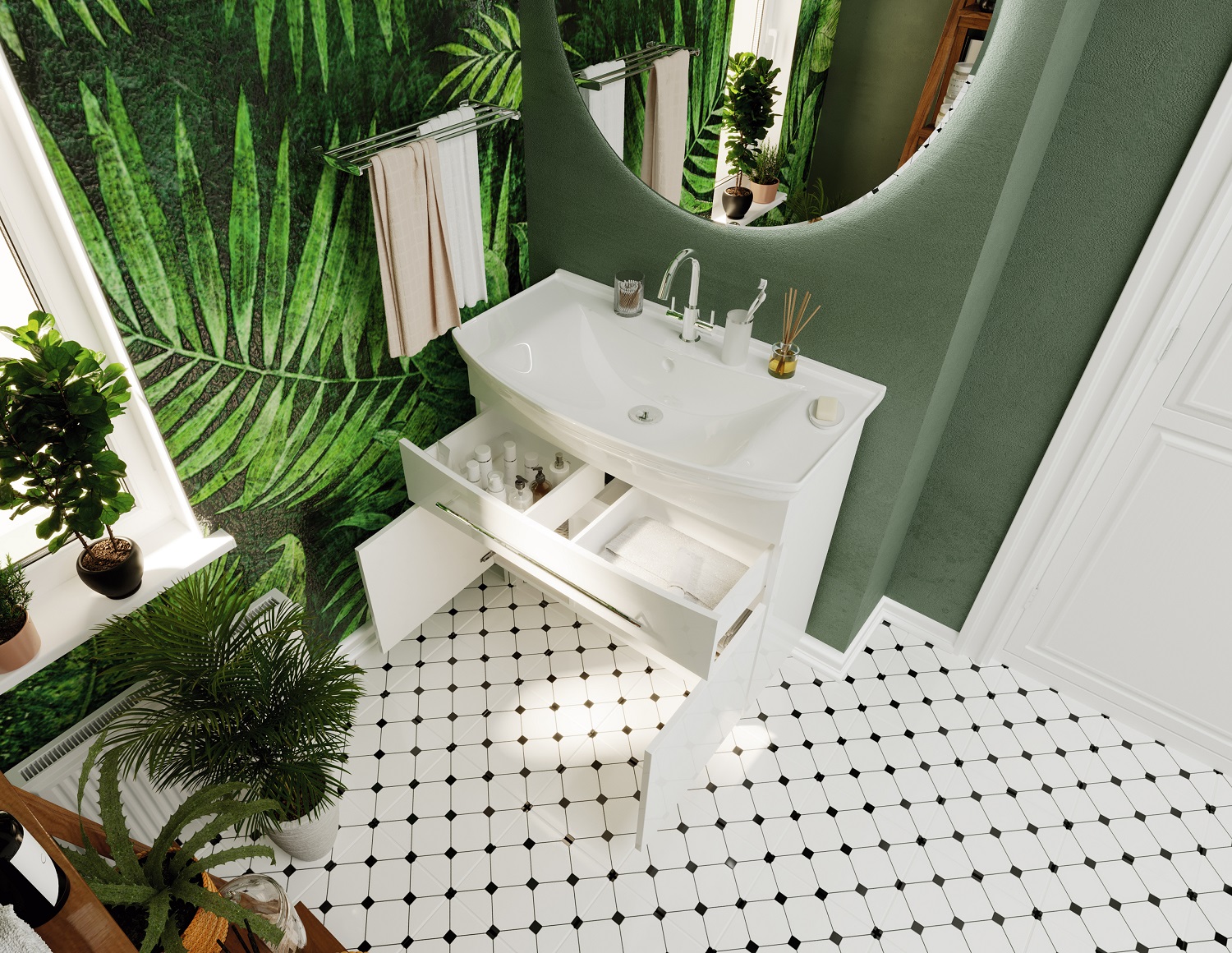 У94493 Тумба Lina New 85Н 1в.я 2д Белый глянец 1 Marka Lina - Вид №3