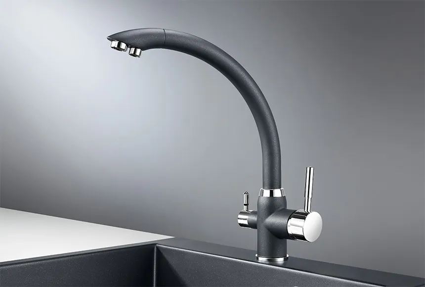 2167, ШВАРЦ (чёрный металлик), СМЕСИТЕЛЬ КУХОННЫЙ GRANULA 2167-ST07