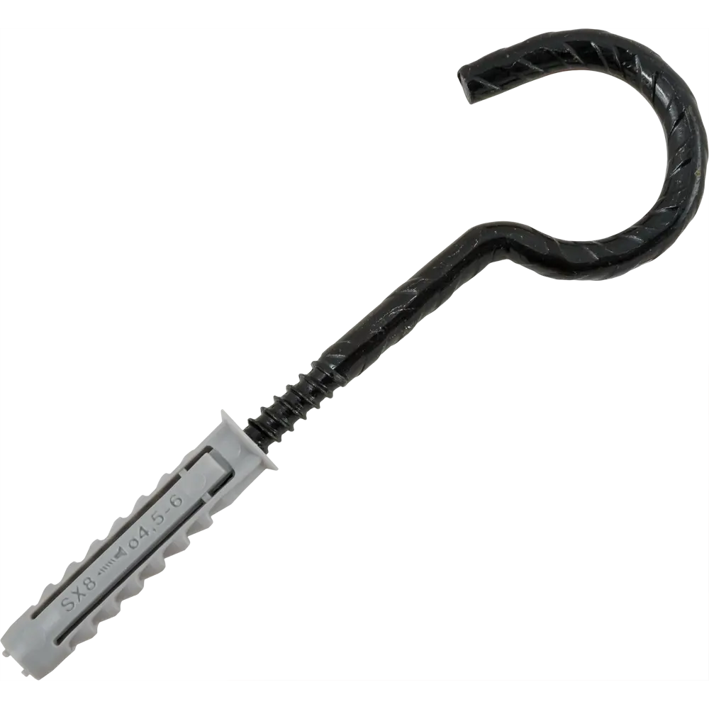 Дюбель для полнотелых материалов Fischer SX с крюком-полукольцом, 8x40 мм, нейлон, цвет коричневый, 2 шт STLM-2134132