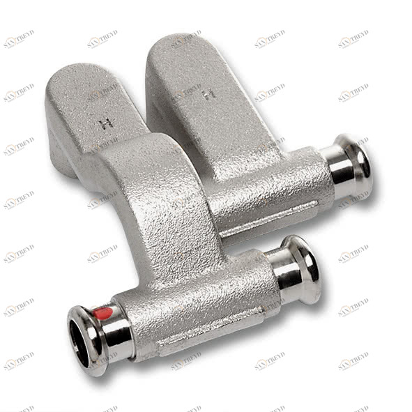 1245901512 SANHA 24590 подключение к радиатору для скрытой прокладки под плинтусом, медный сплав никелированный 15x1/2x15 мм 