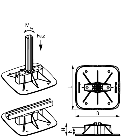 67685201 BIS Yeti® 335 Кровельные опоры (BUP1000) монтаж оборудования на кровле walraven  - Вид №1