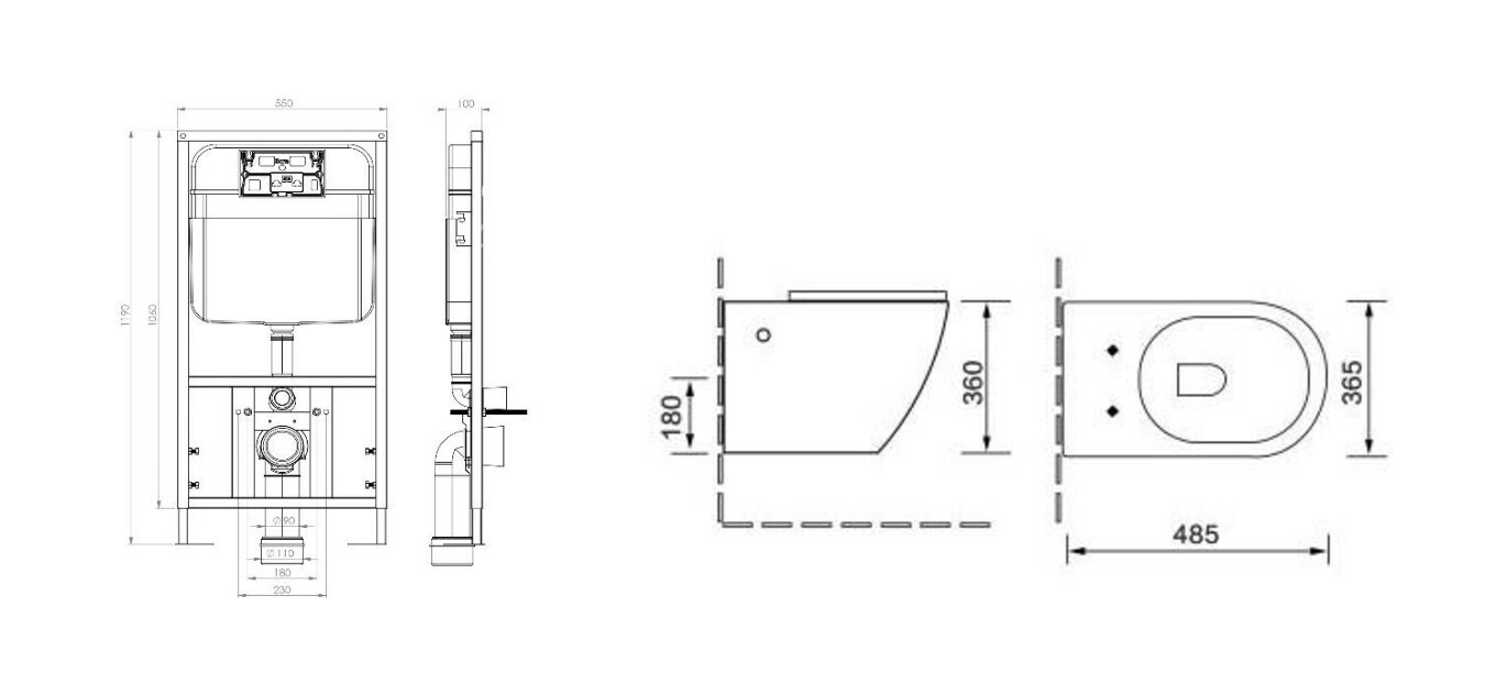 Подвесные унитазы SL-5018MB + SL-03 SANTILINE  - Вид №1