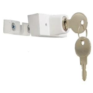 Блокиратор оконный с ключом 2.2x6 см, сталь, цвет белый