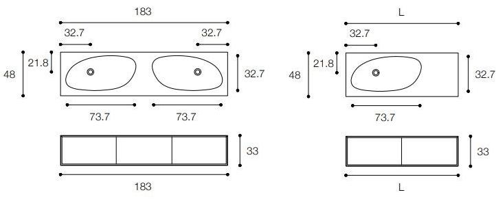 FALPER Двойная подвесная тумба под умывальник с ящиками Shape evo sun-id-1457181 - Вид №2