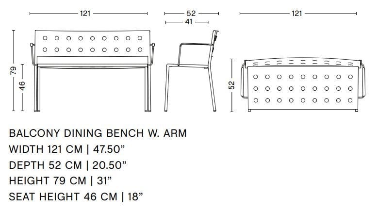 Стальная садовая скамейка с порошковым покрытием с подлокотниками Hay балкон ARCH-00132024 - Вид №10