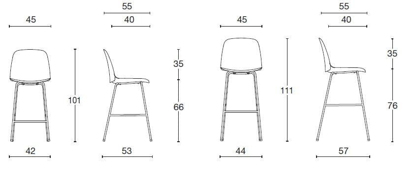 Высокий стул из полипропилена со спинкой Diemme Kire ARCH-00150200 - Вид №1