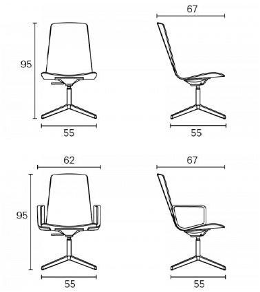 ENEA Офисный стул из ткани с 4 спицами и подлокотниками Lottus conference sun-id-1362390 - Вид №6