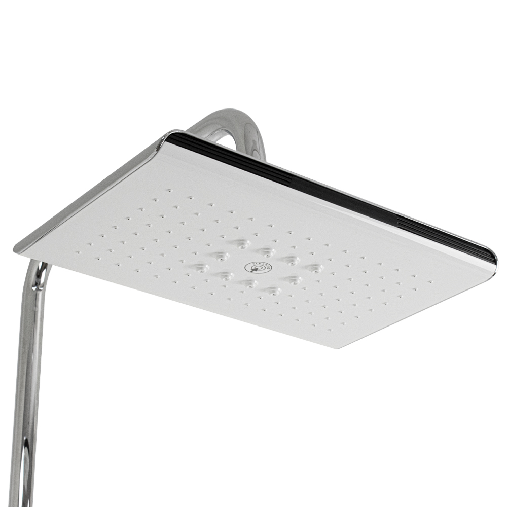 GFmark - Смеситель + стойка душевая "тропический душ" с двумя лейками, НОВАЯ СИСТЕМА, БЕЛЫЙ с ХРОМОМ, код: 3073  - Вид №4