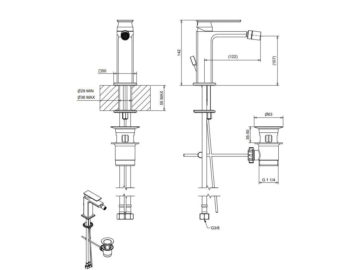 Смеситель для биде из хромированной латуни Bugnatese ателье ARCH-00097285 - Вид №2
