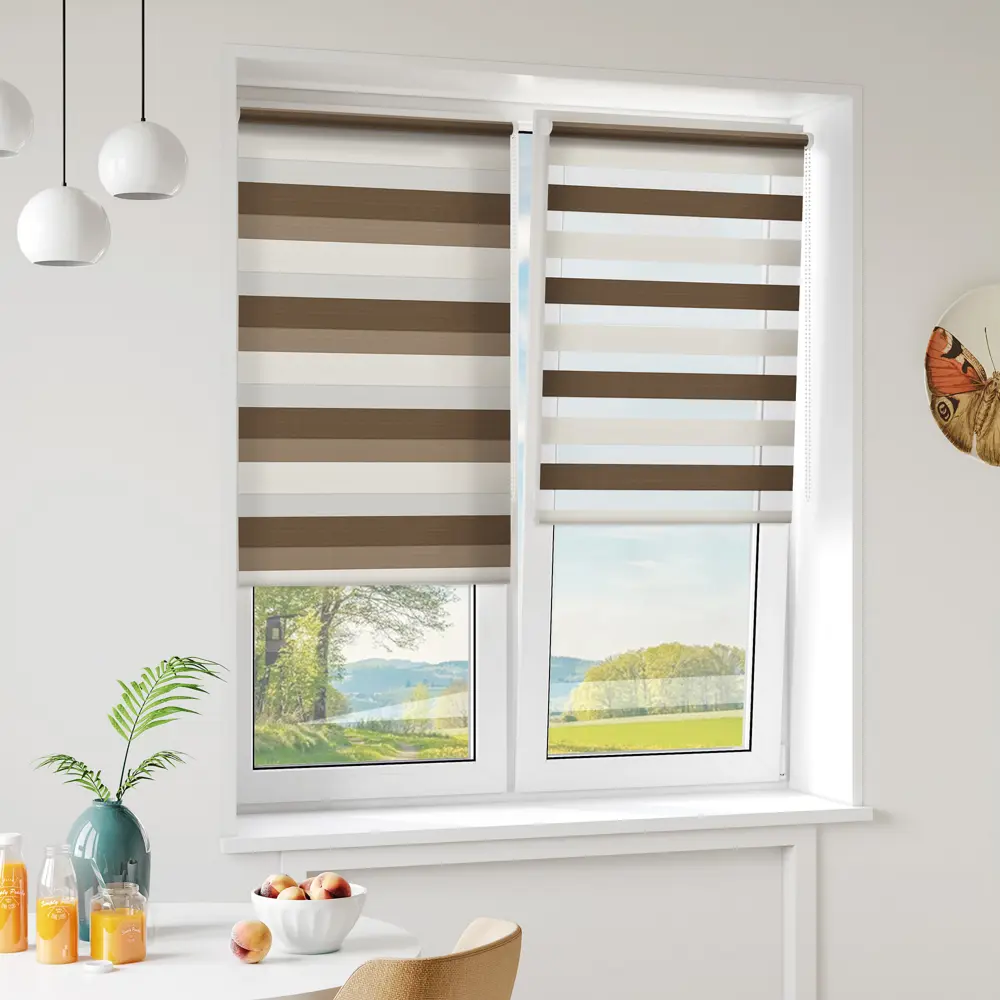 Штора рулонная день-ночь Порто 55x160 см коричневая MIAMOZA STLM-2188987 - Вид №7