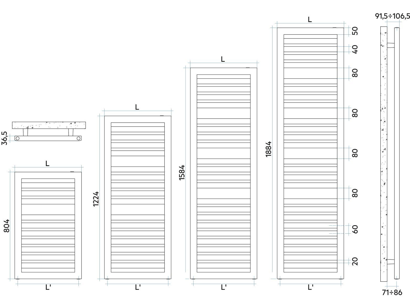 Настенный стальной радиатор для ванной комнаты Irsap ODDO ARCH-00103280 - Вид №4