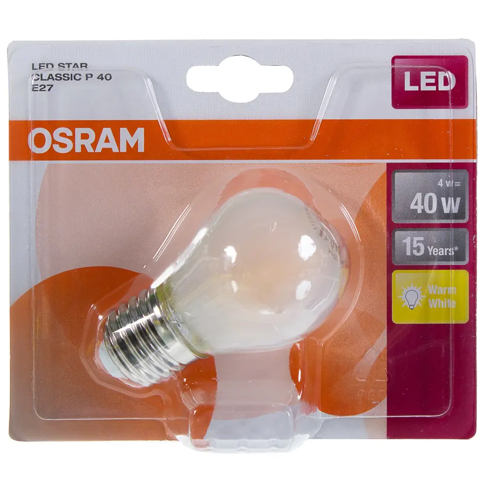 Лампа светодиодная Osram шар E27 4 Вт 470 Лм свет тёплый белый матовая STLM-2101802 - Вид №1