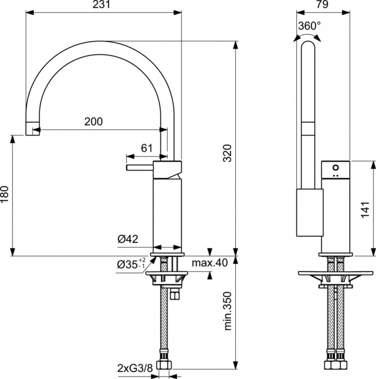 A9020AA Смеситель для кухонной мойки Ideal Standard MARA - Вид №3