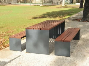 CYRIA Прямоугольный стол для пикника из стали и дерева Pysa